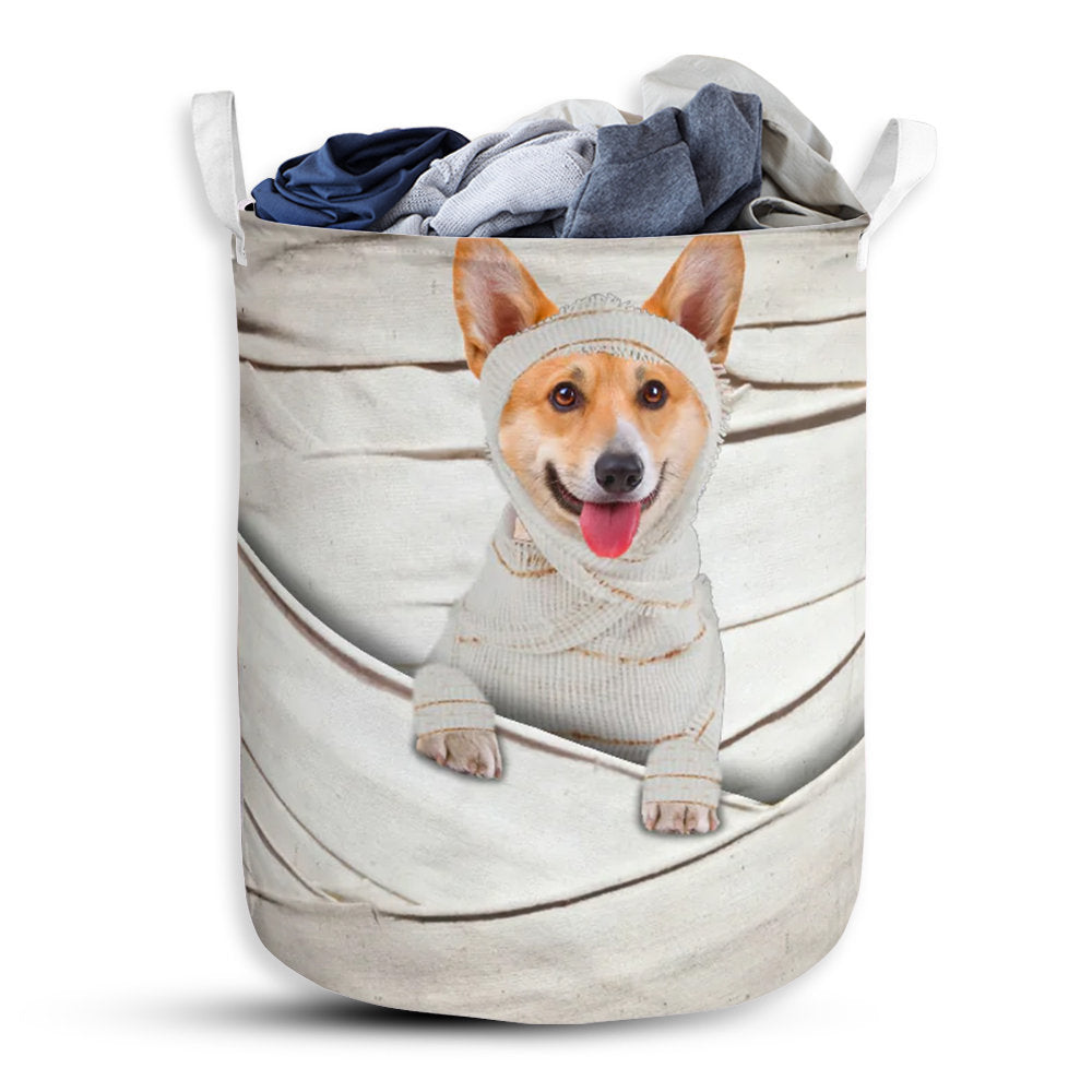 S: 17.72”x13.78” (45x35 cm) Corgi Mummy Basic Style - Laundry Basket - Owls Matrix LTD