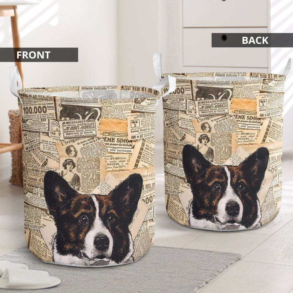 Corgi Newspaper Basic Style - Laundry Basket - Owls Matrix LTD