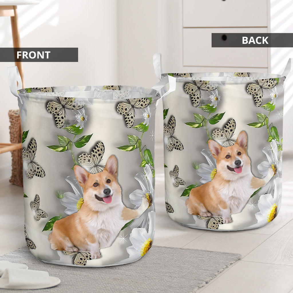 Corgi Oil Painting - Laundry Basket - Owls Matrix LTD
