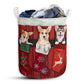 S: 17.72”x13.78” (45x35 cm) Corgi Stocking Noel - Laundry Basket - Owls Matrix LTD