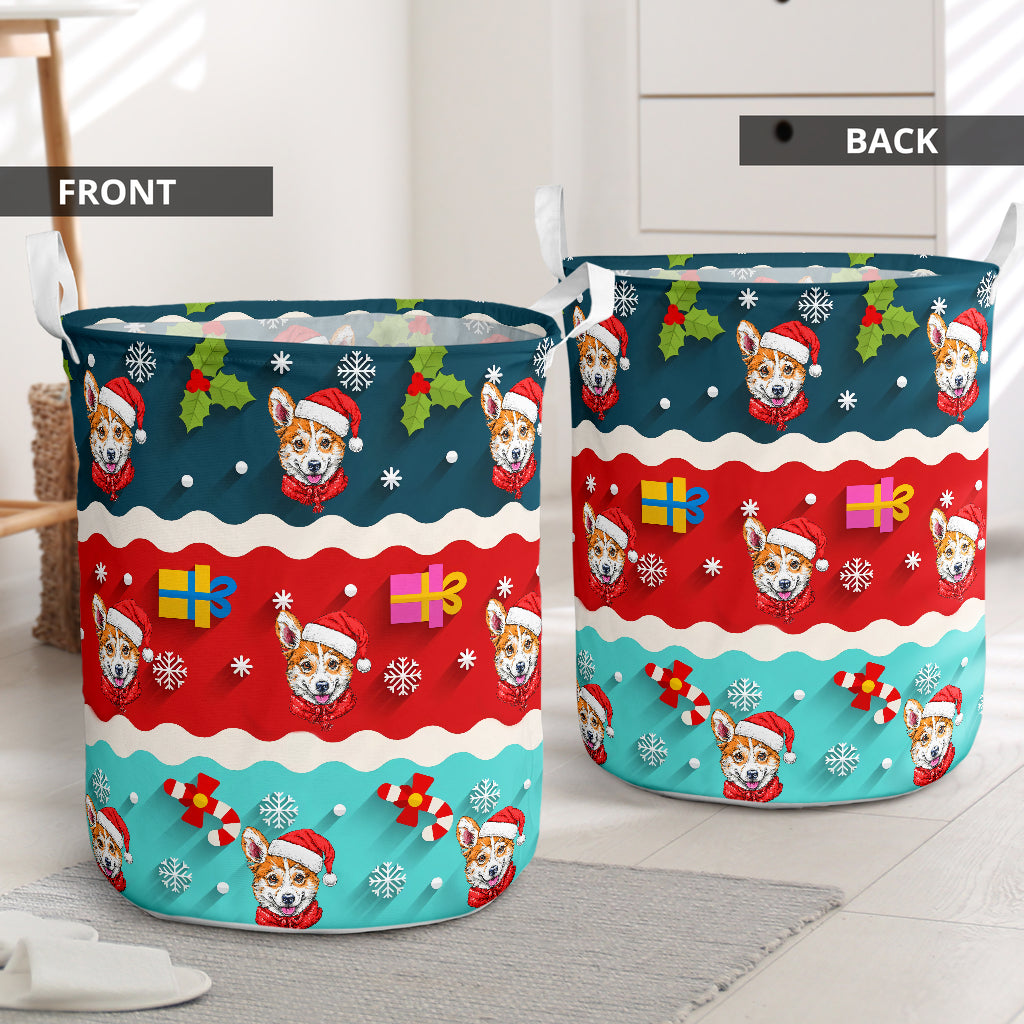 Corgi Symbol Pattern - Laundry Basket - Owls Matrix LTD