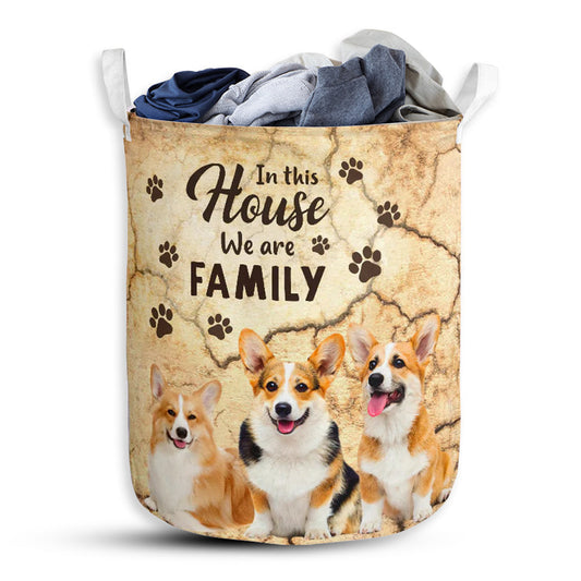 S: 17.72”x13.78” (45x35 cm) Corgi Tracked Wall We Are Family - Laundry Basket - Owls Matrix LTD