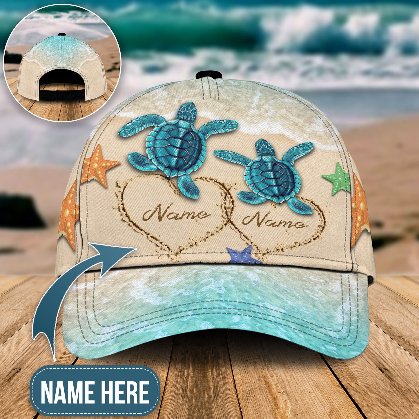 Couple Turtle I Love You To The Moon And Back Personalized – Classic Cap