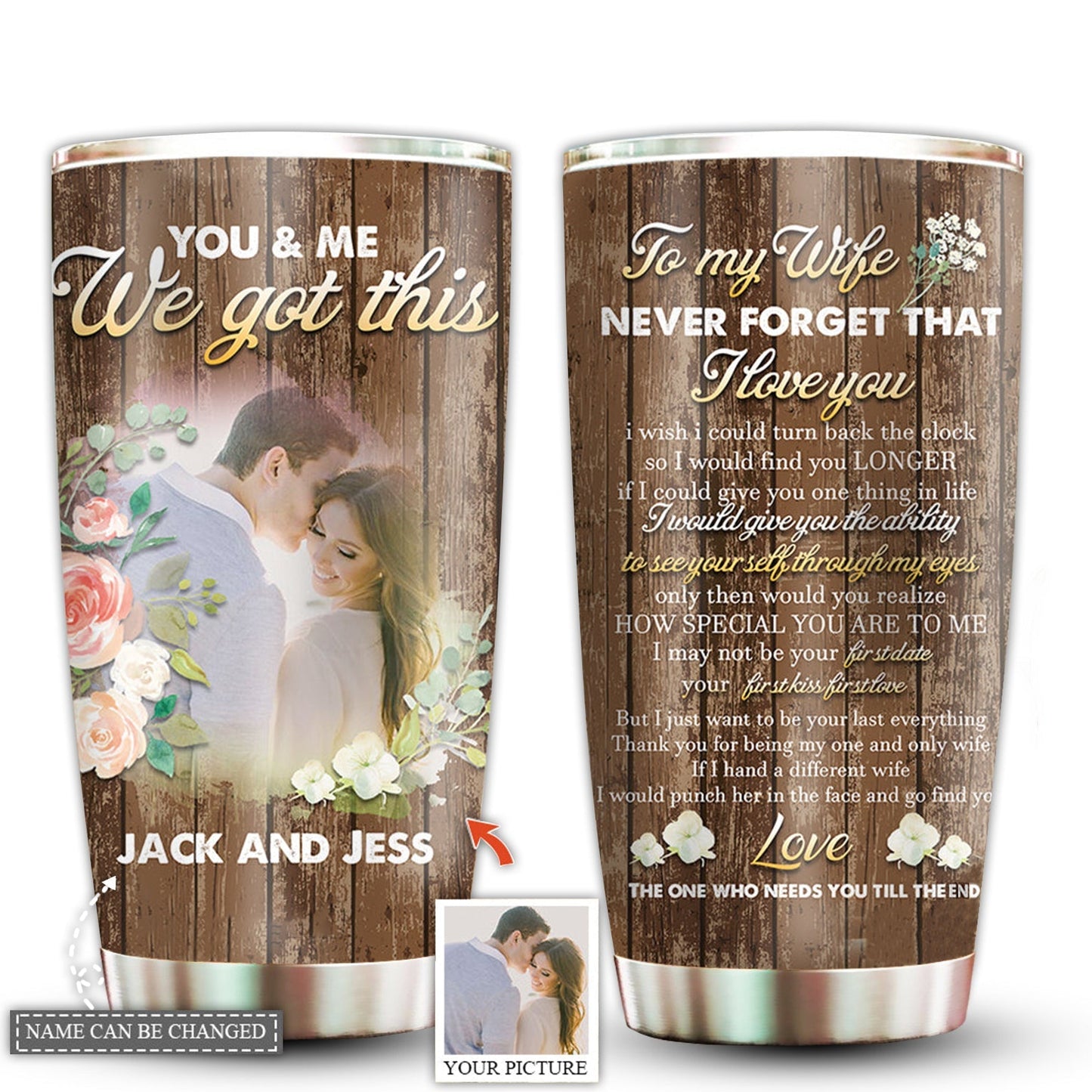 You And Me Couple Love You Forever Custom Photo 20 Oz Tumbler