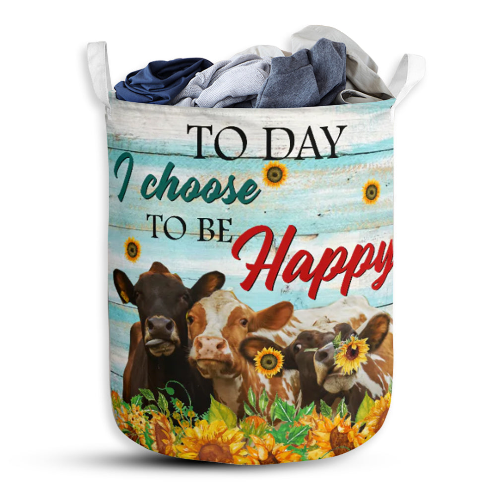 Cow Choose Happy - Laundry Basket - Owls Matrix LTD
