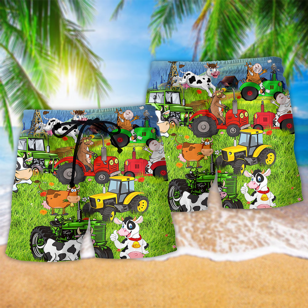 Happy Cow Everyday Life Art - Beach Short