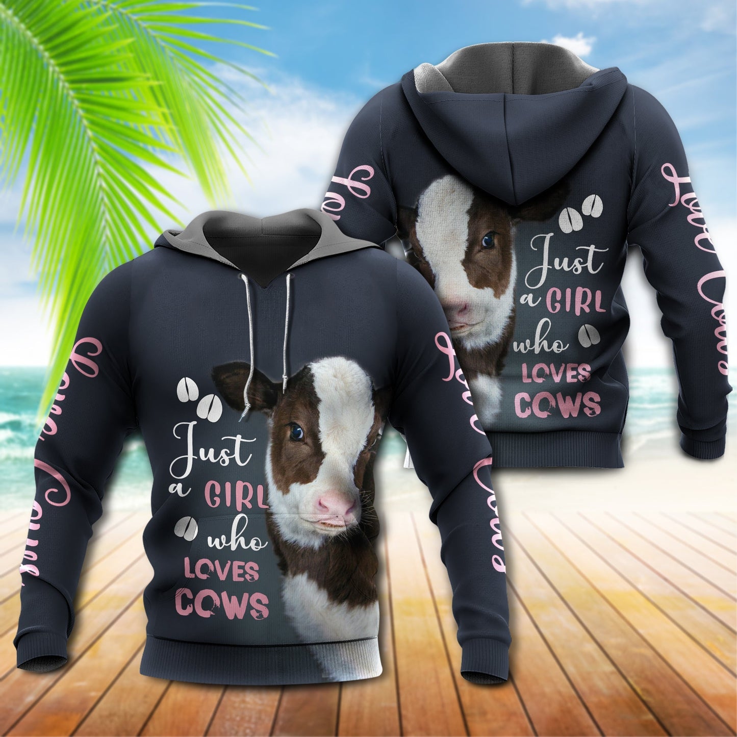 Cow Girl Loves Cows - 3D Hoodie