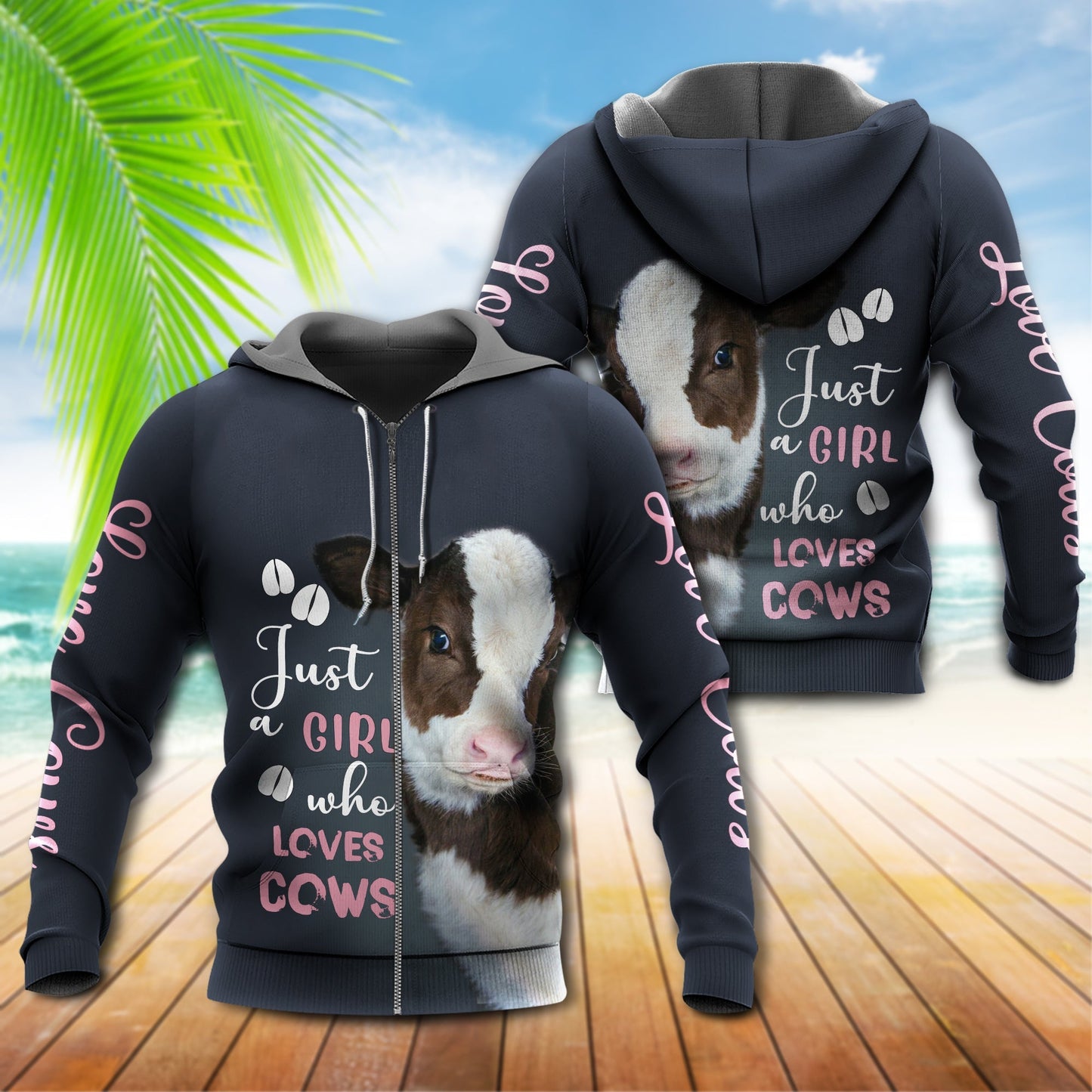 Cow Girl Loves Cows - 3D Hoodie