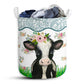 Cow Watercolor Flower - Laundry Basket - Owls Matrix LTD