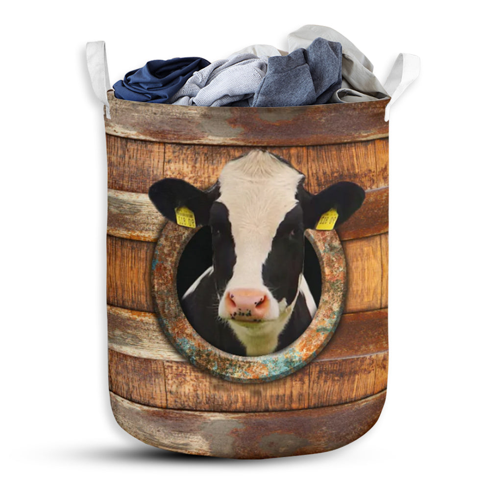 Cow Wood Vintage - Laundry Basket - Owls Matrix LTD