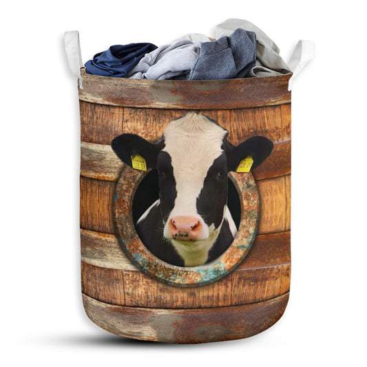 Cow Wood Vintage - Laundry Basket - Owls Matrix LTD
