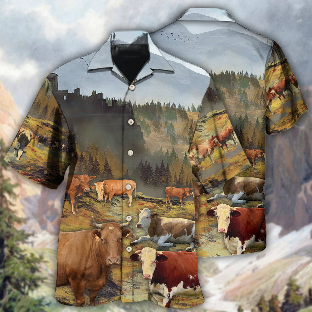 Large Cow Mountain Scenic - Hawaiian Shirt
