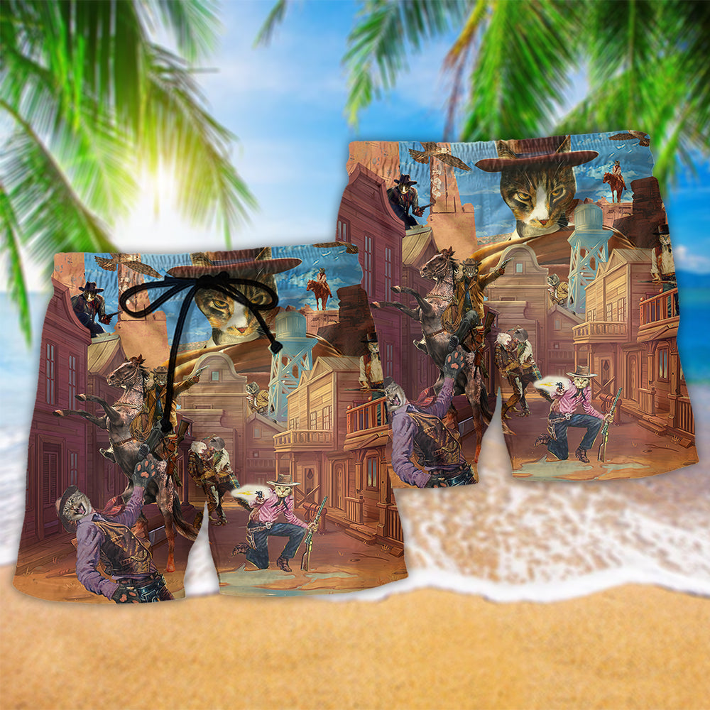 Cowboy Cats Lifestyle Art – Beach Short