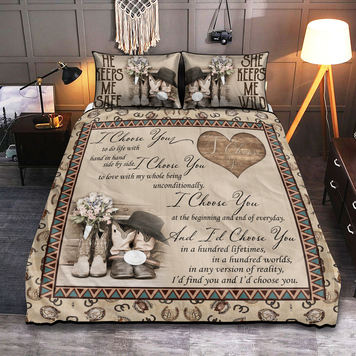 Cowboy Couple Love Gift Bedding Cover For Cozy Bedroom Decor