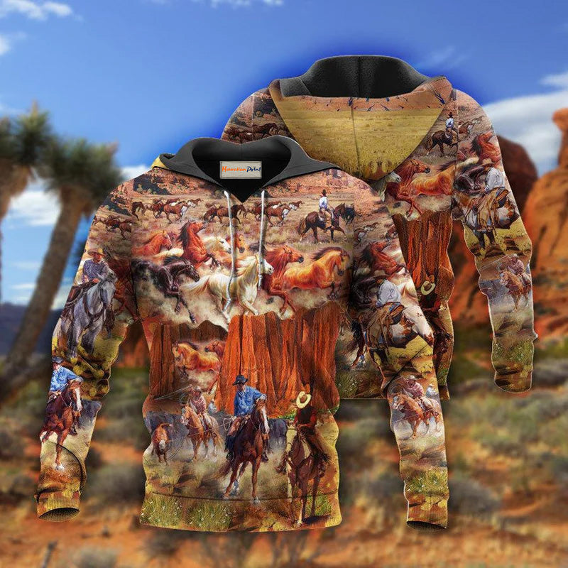 Cowboy Loves Horse Art – 3D Hoodie