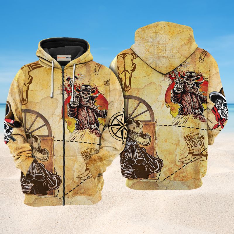 Cowboy Skull Love Life Art – 3D Hoodie