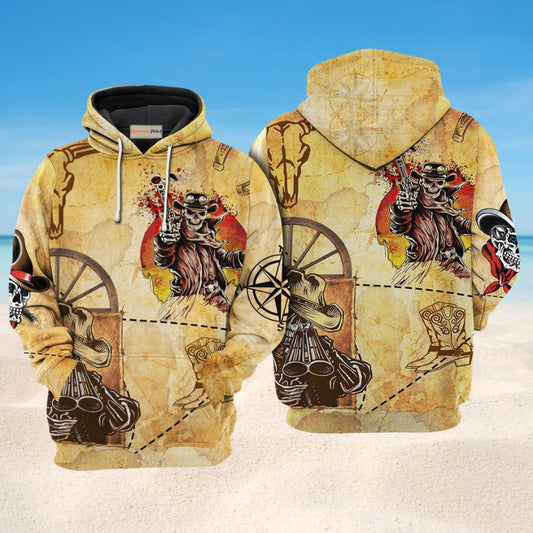 Cowboy Skull Love Life Art – 3D Hoodie