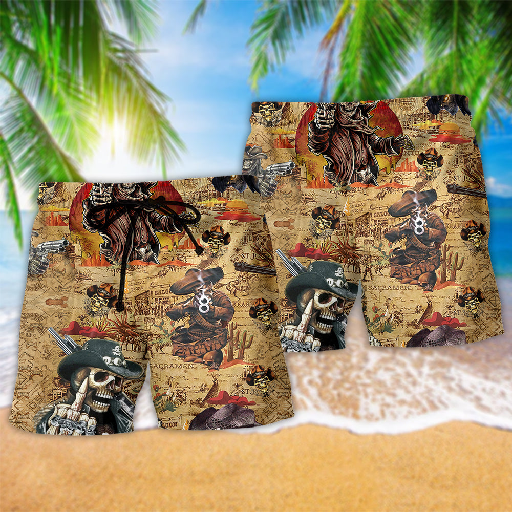 Cowboy Skull Pirate Style - Beach Short
