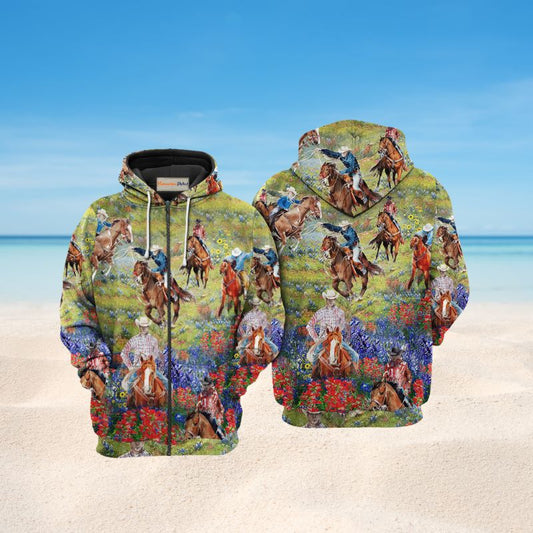 Cowboy Dog Love Life Art – 3D Hoodie