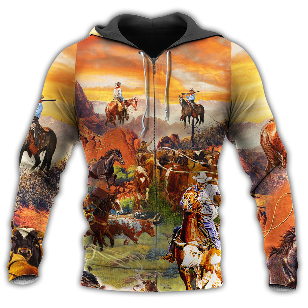 Cowboy Grassland Mountain Life - 3D Hoodie