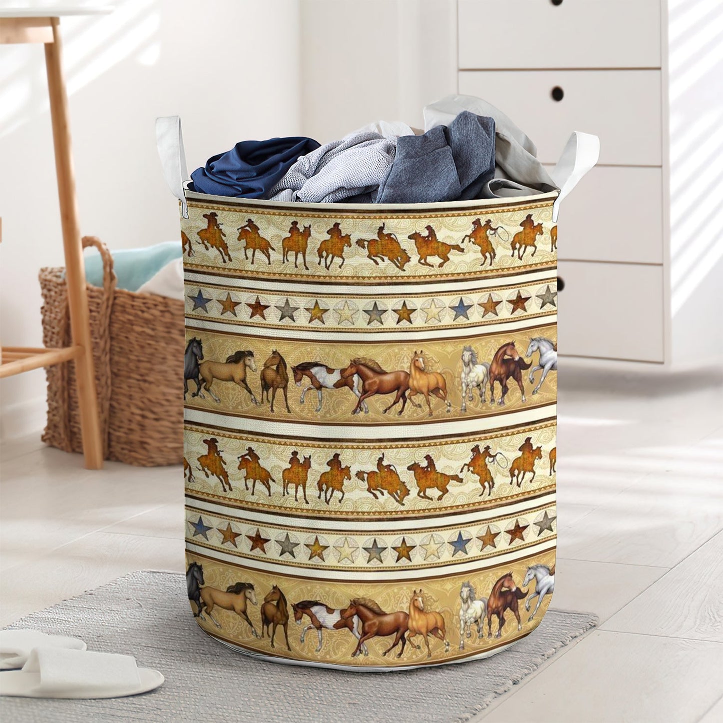 Cowboy pattern basic style - Laundry basket - LAUB03LIN230222-Owls Matrix
