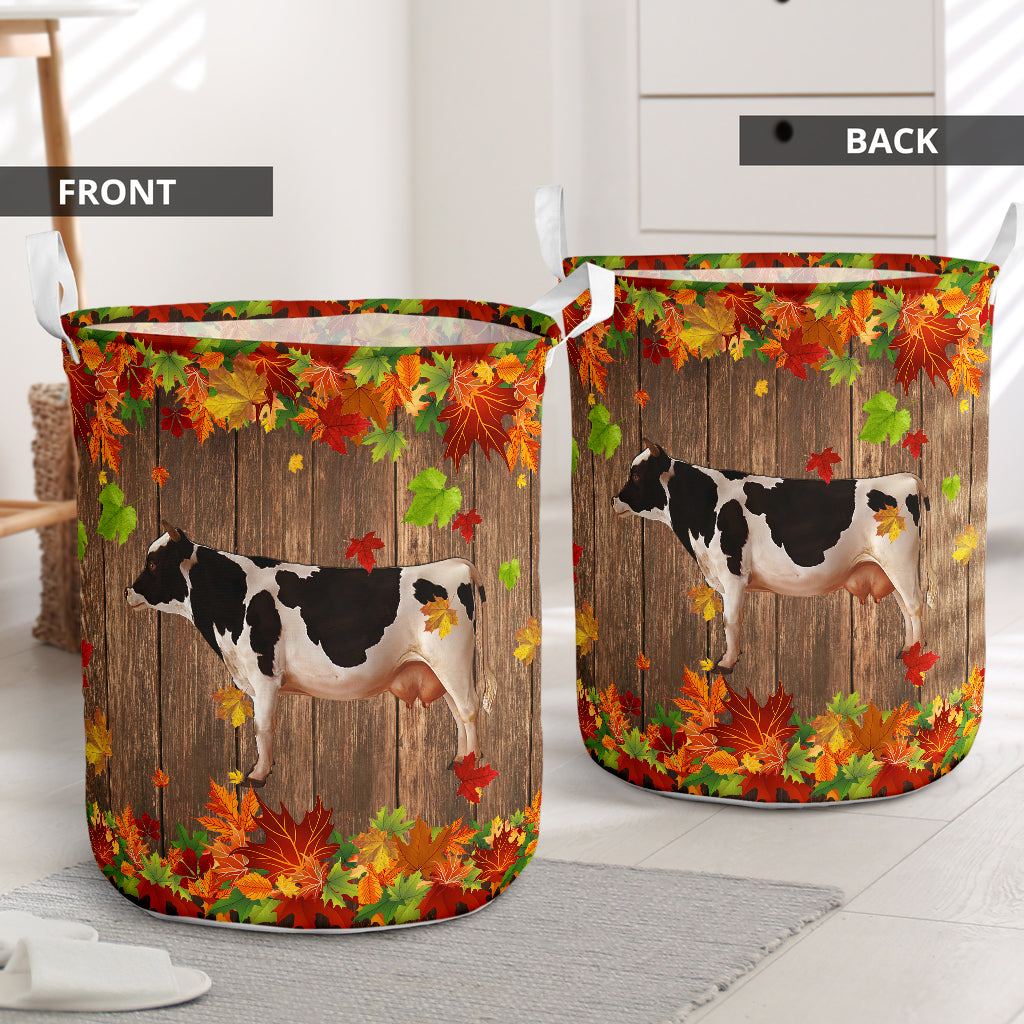 Cow Maple Leaves - Laundry Basket - Owls Matrix LTD
