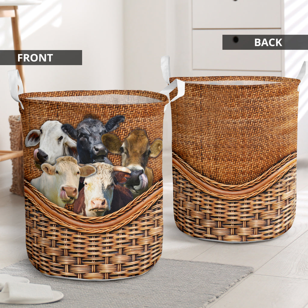 Cow Rattan Teaxture Amazing Style - Laundry basket - Owls Matrix LTD