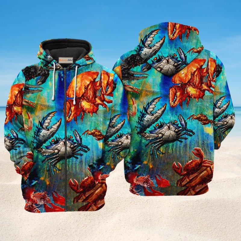 Crab Lets Get Crackin Quote Art – 3D Hoodie