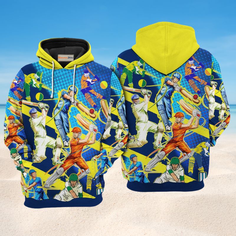 Cricket Lets Play Sport Art – 3D Hoodie