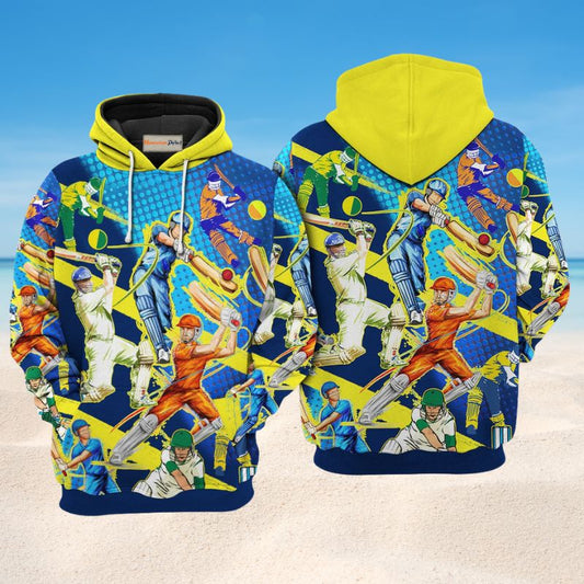 Cricket Lets Play Sport Art – 3D Hoodie