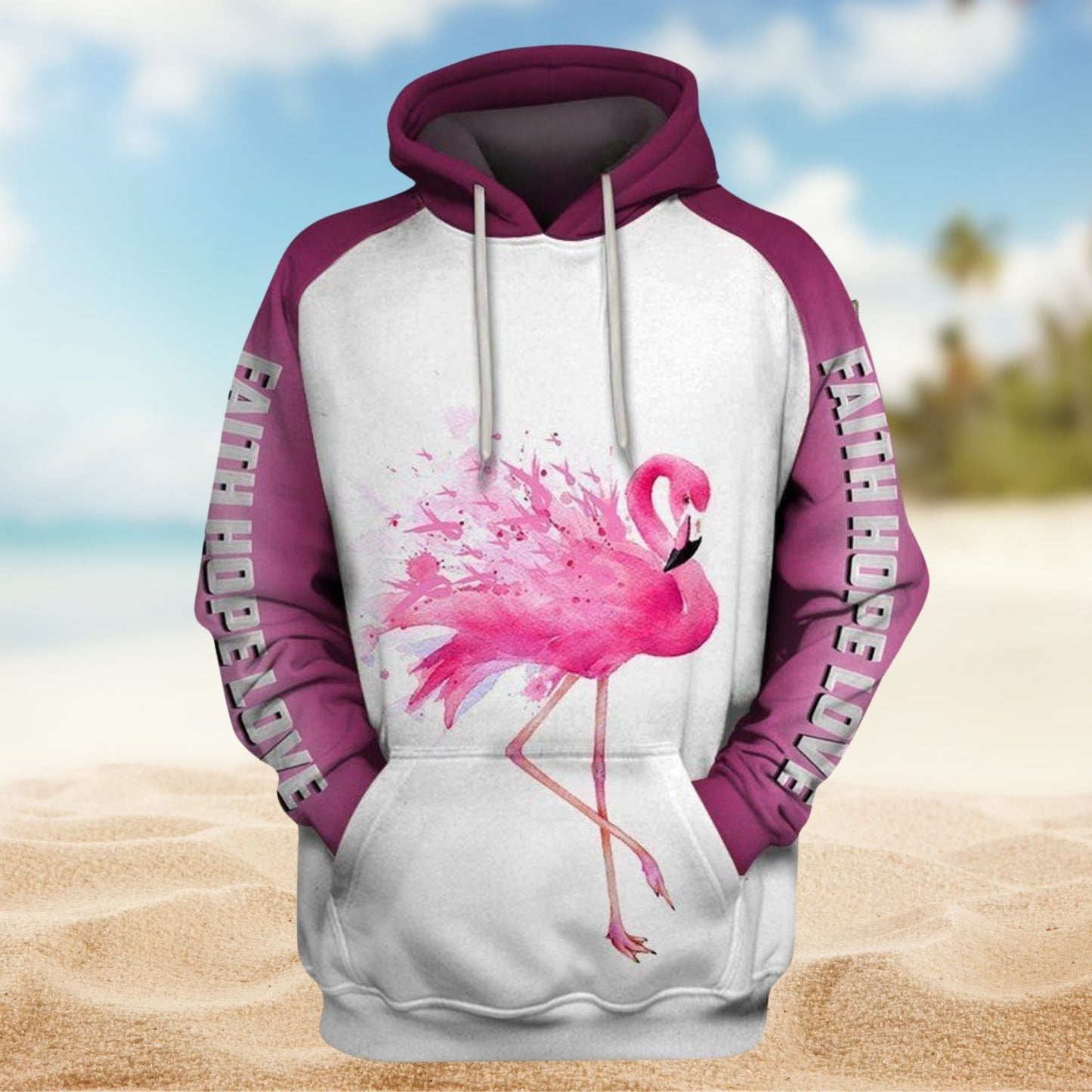 Breast Cancer Flamingo Ribbon - 3D Hoodie