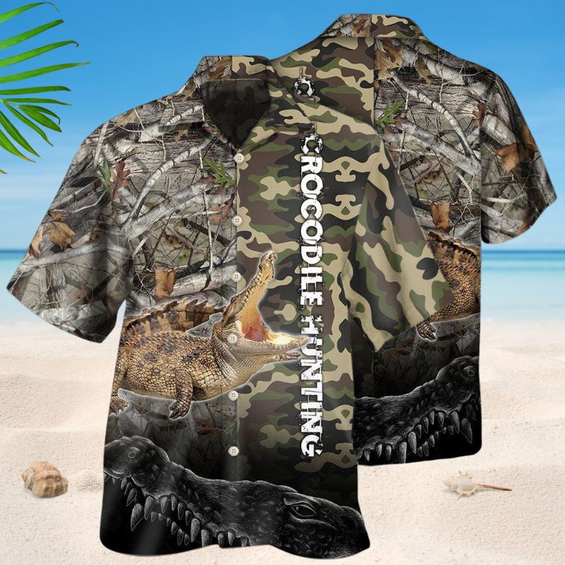 Crocodile Hunting Camo Style – Hawaiian Shirt