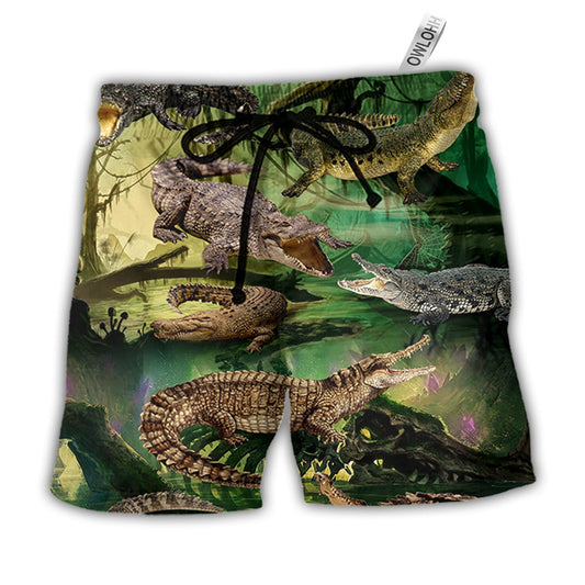 Beach Short / Adults / S Crocodile Fall In Love - Beach Short - Owls Matrix LTD