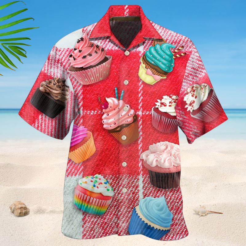 Cupcake Red Fabric Baking Style – Hawaiian Shirt