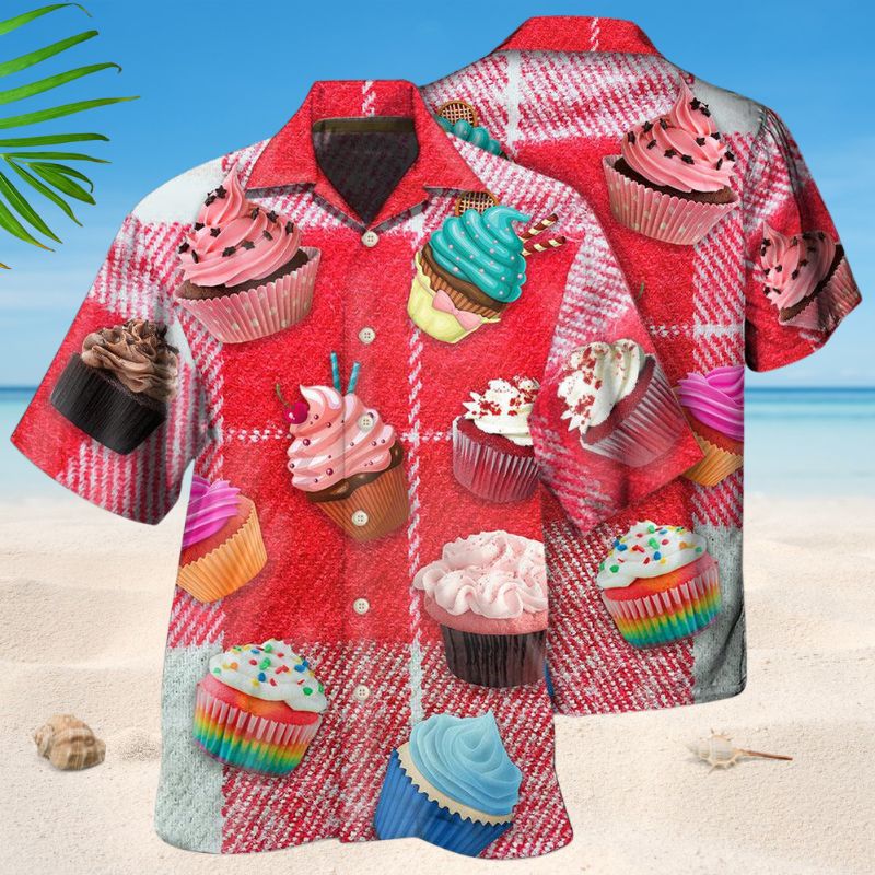 Cupcake Red Fabric Baking Style – Hawaiian Shirt