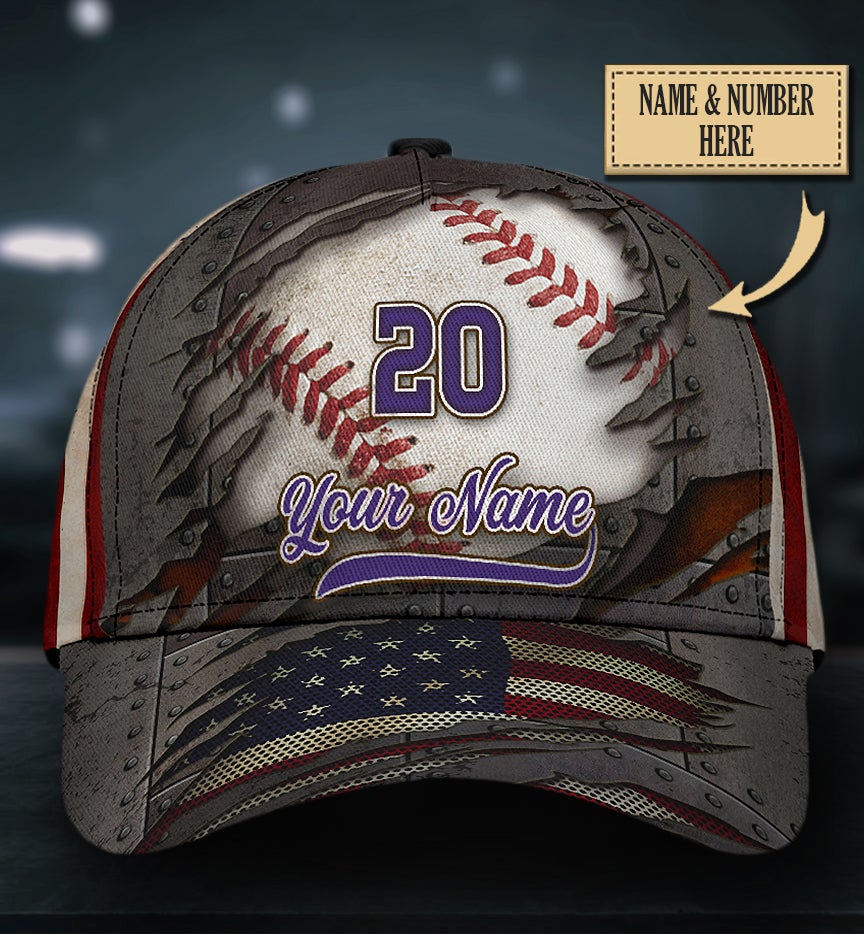 Custom Baseball Crack American Flag – Classic Cap