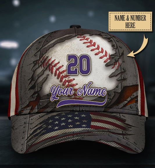 Custom Baseball Crack American Flag – Classic Cap