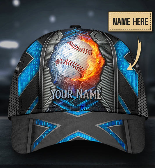 Custom Baseball Electric Fire Water Ball – Classic Cap