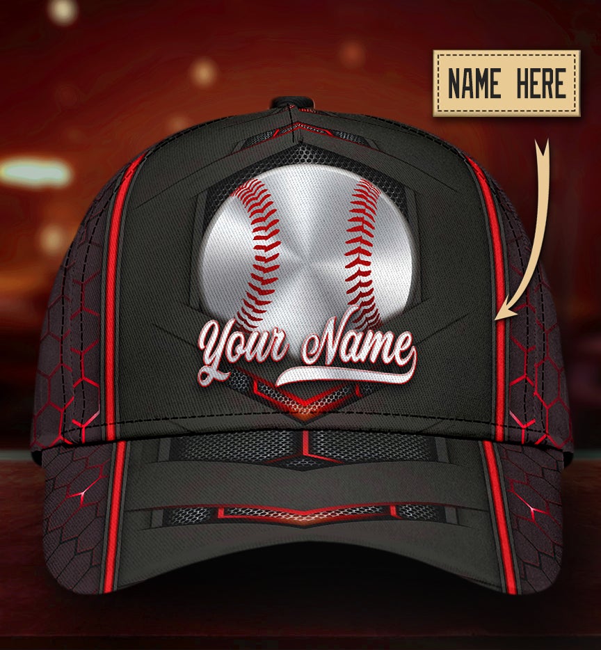 Custom Baseball Silver Pattern Personalized Name – Classic Cap