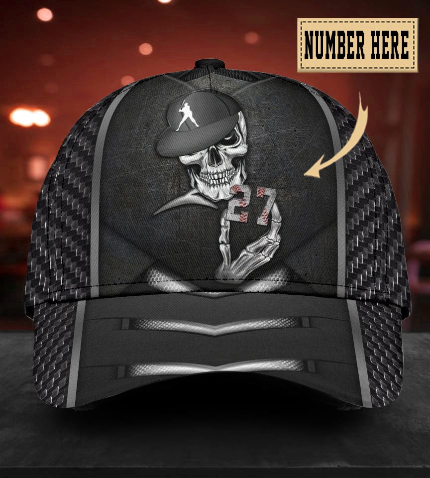 Custom Baseball Skull Personalized Name – Classic Cap