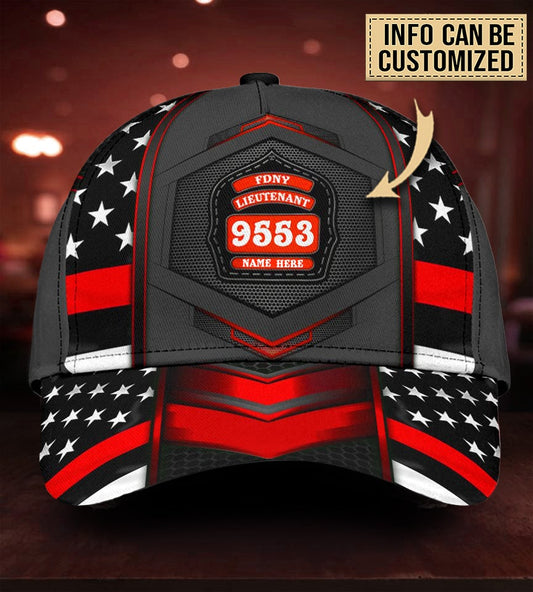 Custom Firefighter US Flag Red Carbon Rank – Classic Cap