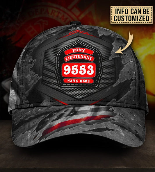 Custom Firefighter Badge Rank Name Number – Classic Cap