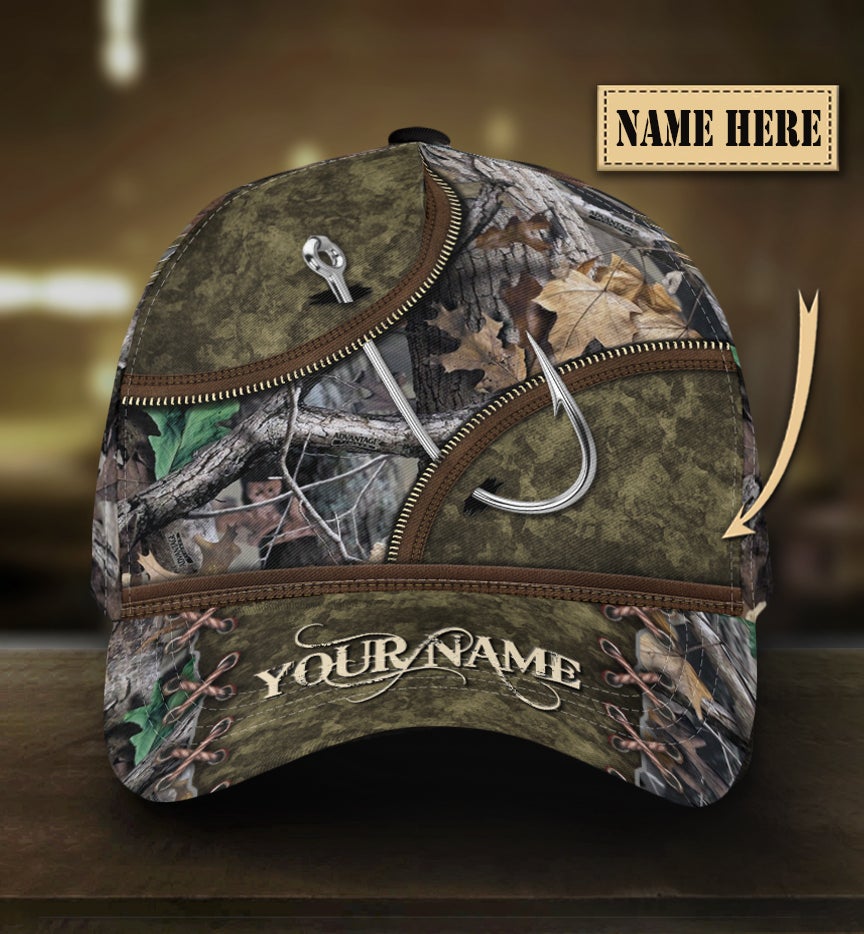 Custom Fishing Camo Hook Pattern – Classic Cap