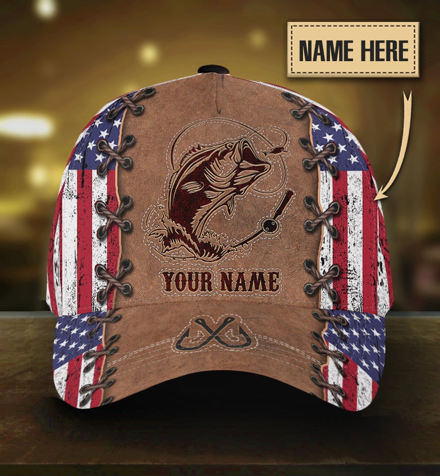 Custom Fishing Leather Pattern American Classic Cap Personalized Name-Owls Matrix