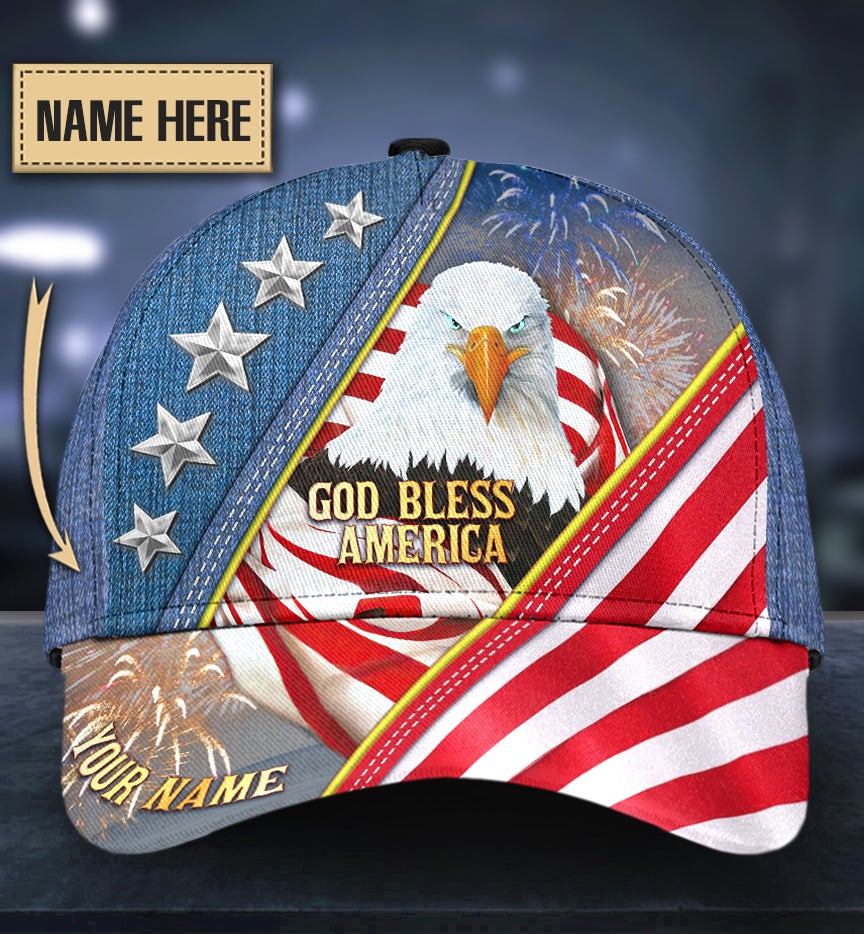 Custom God Bless America Eagle Flag – Classic Cap