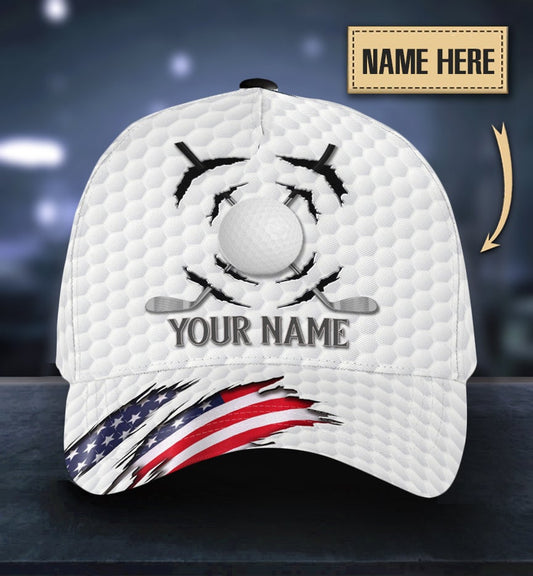 Custom Golf Crack American Flag Personalized Name – Classic Cap
