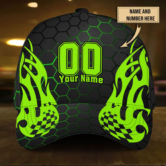 Custom Green Neon Racing Personalized Name – Classic Cap