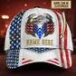 Custom Name Eagle American Flag White – Classic Cap