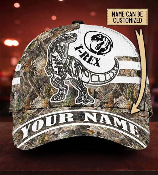 Custom Name T Rex Dinosaur Camo – Classic Cap