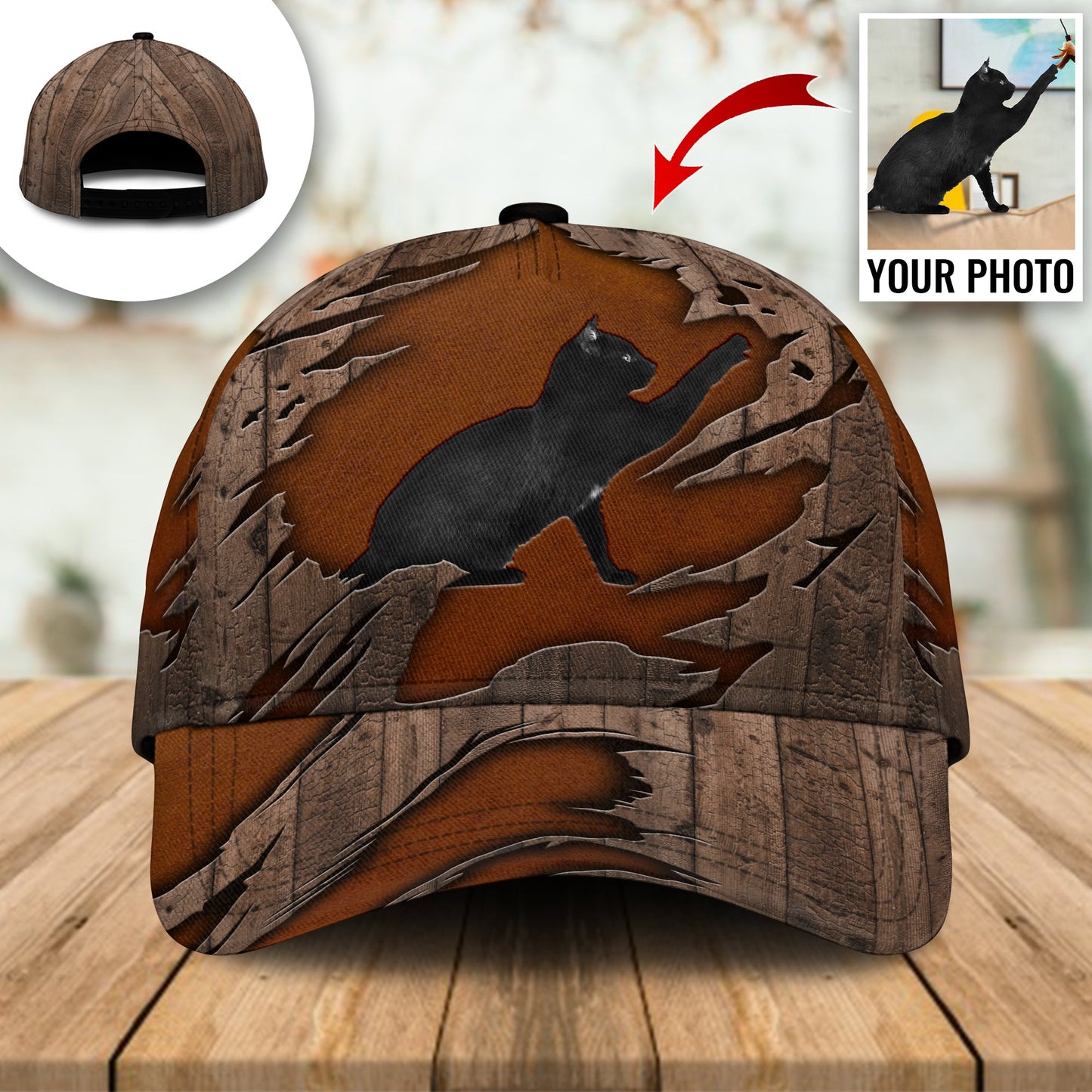 Black Cat Custom Photo Personalized – Classic Cap